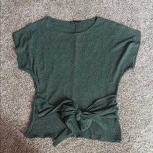 Zara Green Women's Top with Tie Detail